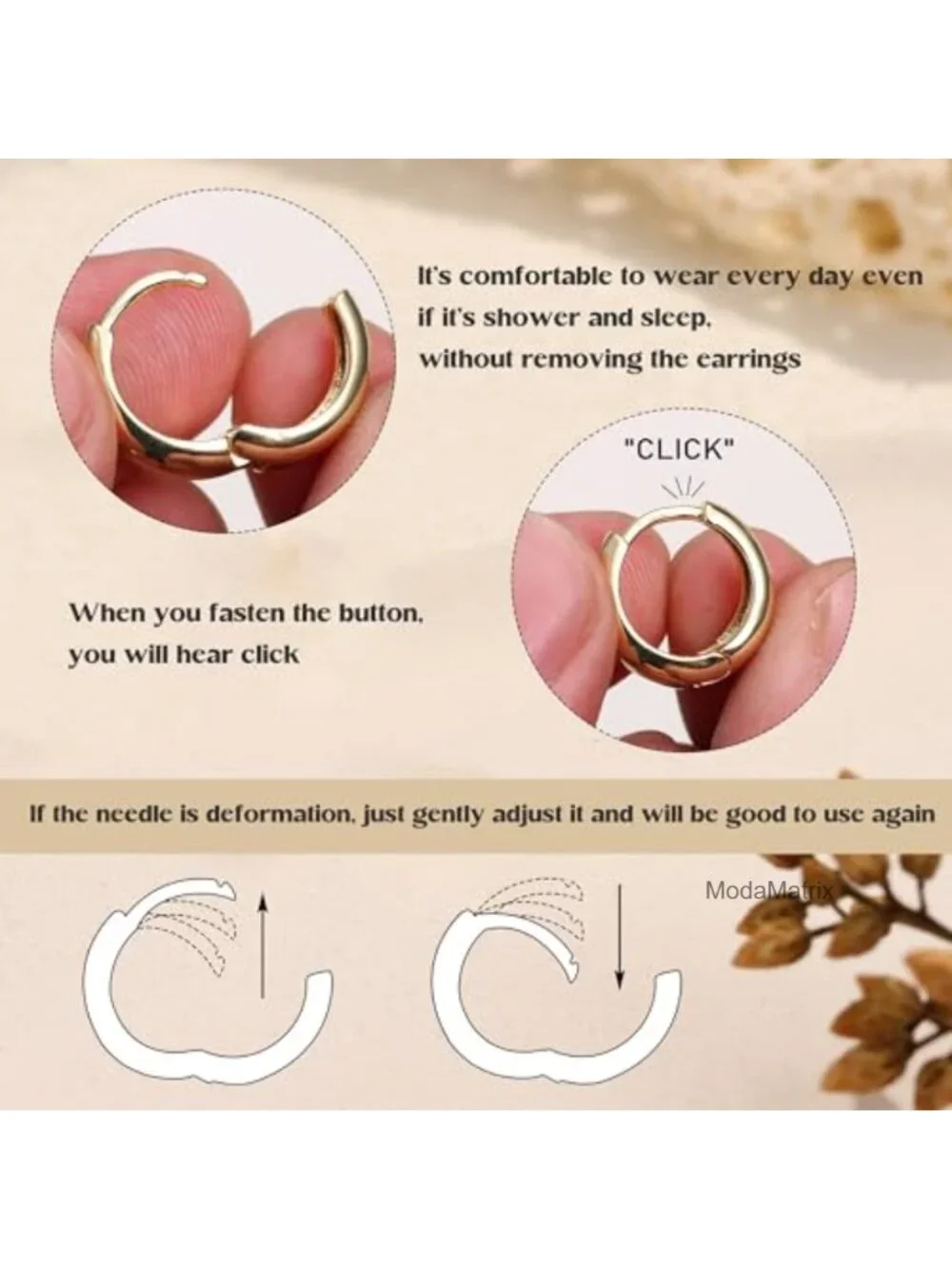 14K Gold Plated Hoop Earrings Set - 3 Pairs Chunky Huggie Earrings for Women